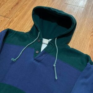 Vintage Men's Hoodie Thermal Two Tone Striped Heavy Sports Afield Size Medium‎